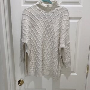 Mer Sea Cozy Cream Cable Knit Cowl-Style Sweater